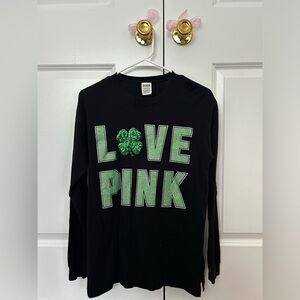 Black, long sleeve, L🍀VE PINK (Pink/Victoria’s Secret), Size XS but runs big!!